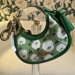 Coach Green Floral Mini Bag Charm NWT, box & dusty